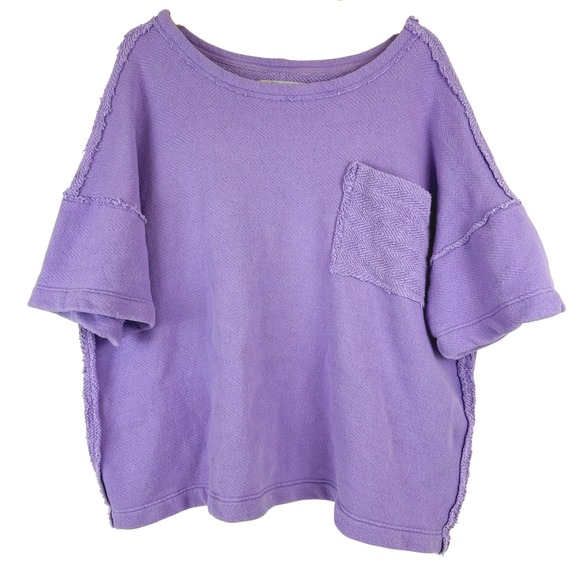 Free People Tops - Free People FP Beach Lavender Terry Oversized Pullover Sweatshirt Beach Cover XS